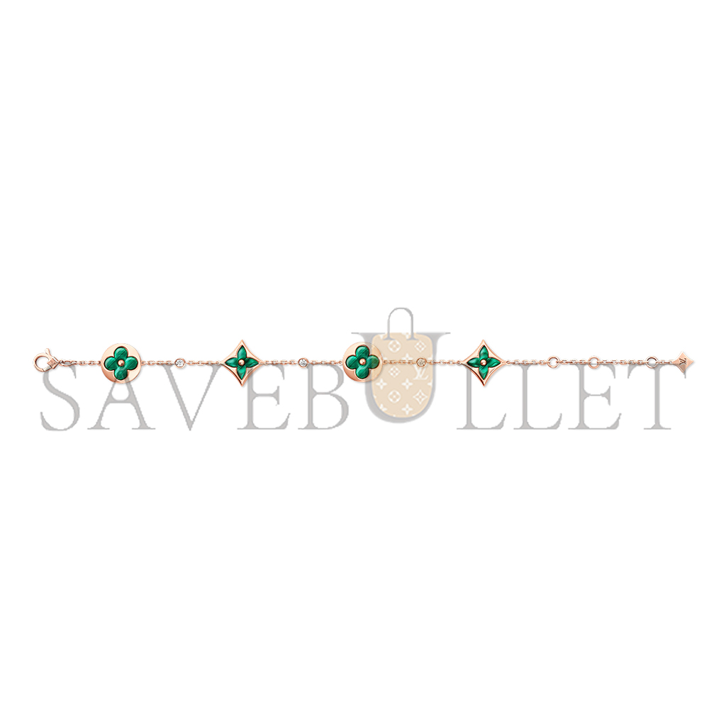 LOUIS VUITTON COLOR BLOSSOM BB MULTI-MOTIFS BRACELET, PINK GOLD, MALACHITE AND DIAMONDS Q95698